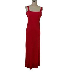 Exclusive Misook Ribbed Maxi Dress Women Size L Coral Slit Hem Lace Cutout Trim